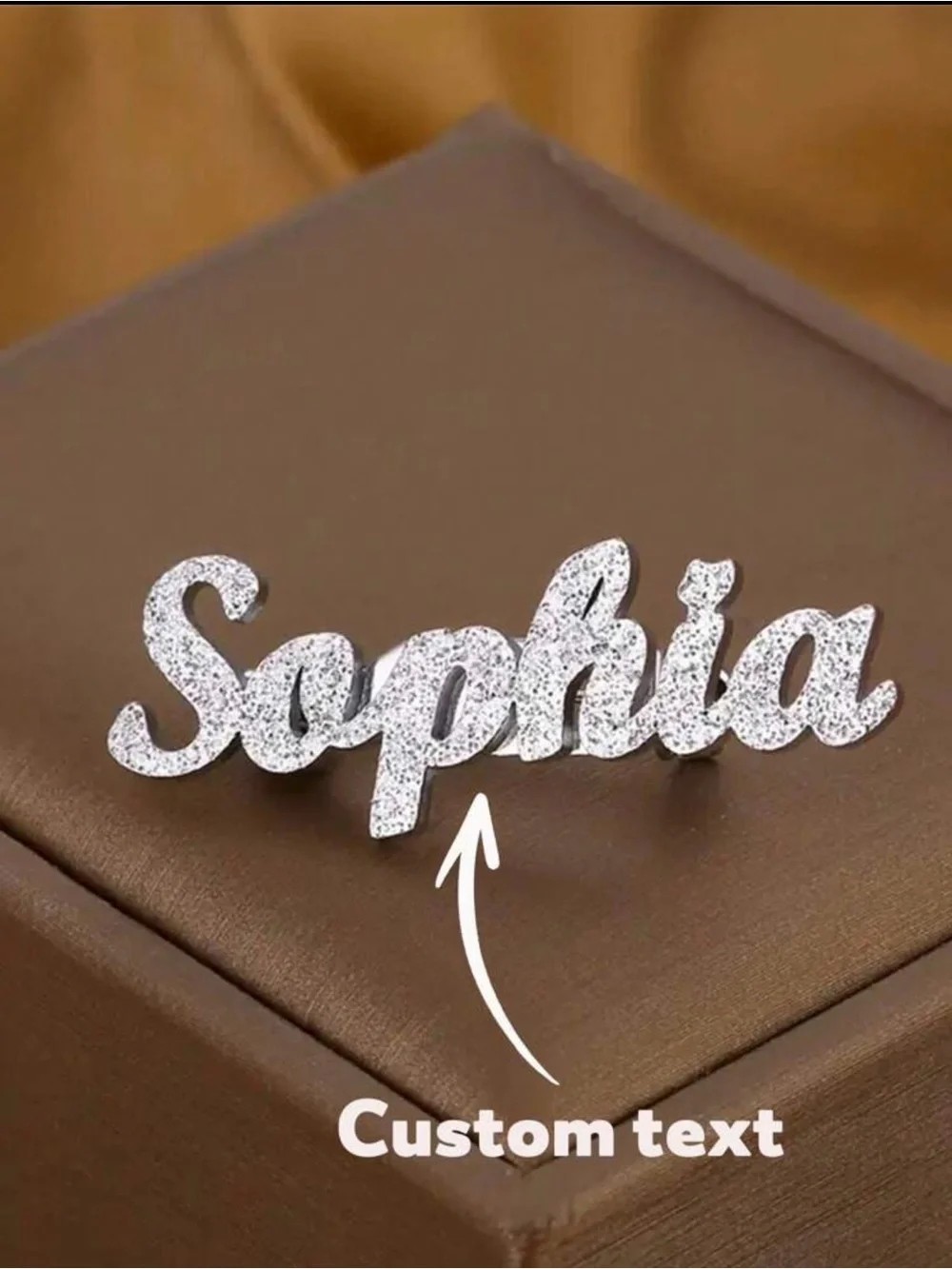 NWT Custom 'Sophia' Script Name Brooch Pin in Silver Tone